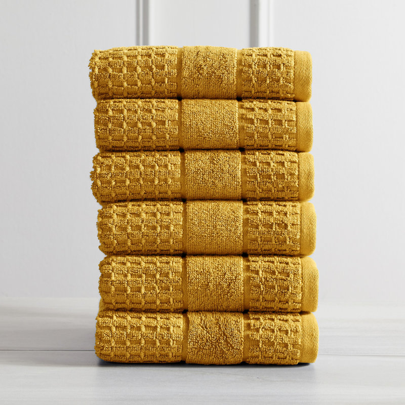 Débarbouillette 100% coton Aneko, Jaune moutarde