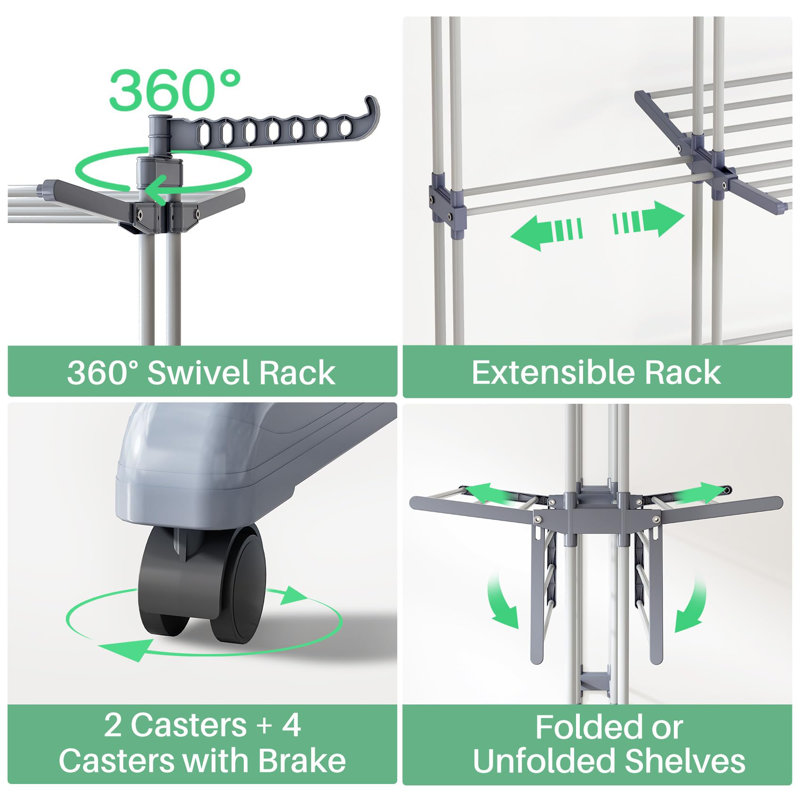 Extensible Stainless Steel 4-Tier Foldable Drying Rack