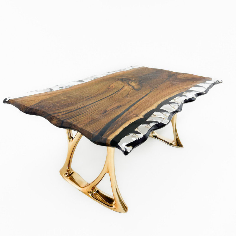 Live-Edge Wavy Epoxy Dining Table