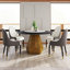 Table de salle à manger 53 po ronde en marbre avec base en métal, marbre artificiel pour 6 personnes, 23,62 po-1092717268