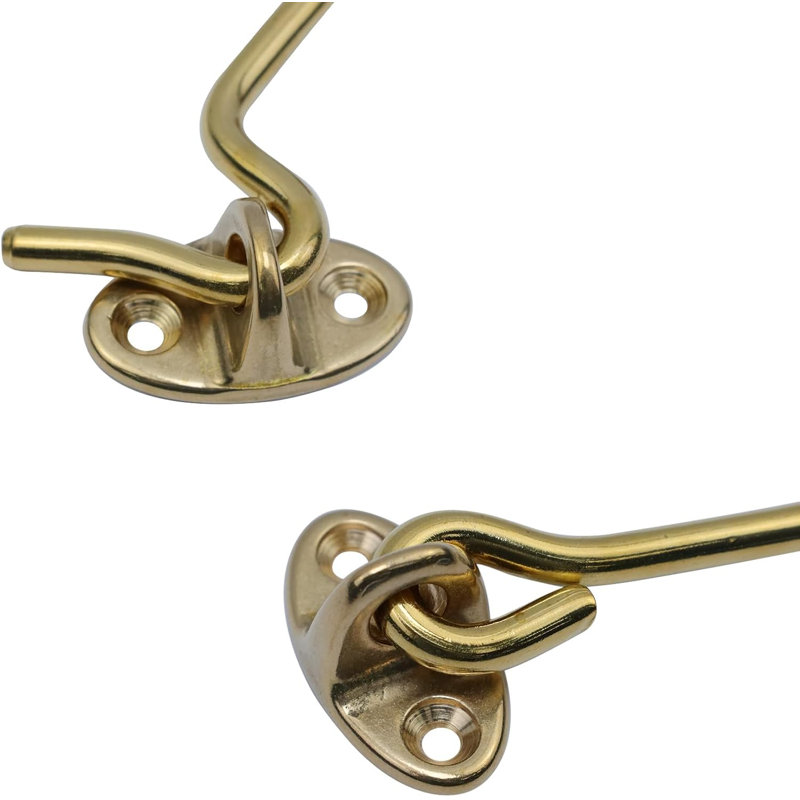 Domira Gold Hook & Eye Latch – Heavy Duty Stainless Steel Door Lock | 3, 4, 6, 8 Inch | Gate Hook And Eye Latch For Wooden Doors, Sheds, Barns, Windows & Garden Gates