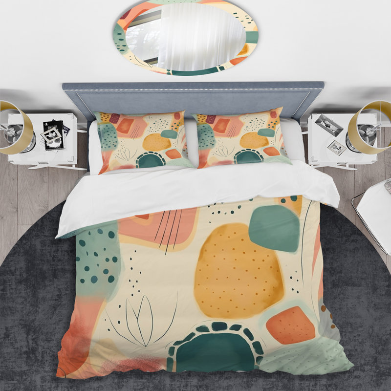 Ensemble de housse de couette orange en microfibre / polyester, Housse de couette simple + 1 taie décorative stan