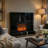 LED Fireplace With Timer, Adjustable Brightness, Black Mirrored Glass 47 Inch