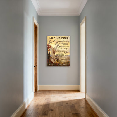 A Hunters Prayer Deer And Autumn Landscape, reproduction d'art sur toile tendue sur toile, ensemble de 1