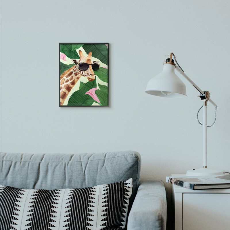 « mode giraffe drôle painting tropical painting », impression sur toile, H 14 po x l 11 po x P 1,5 po