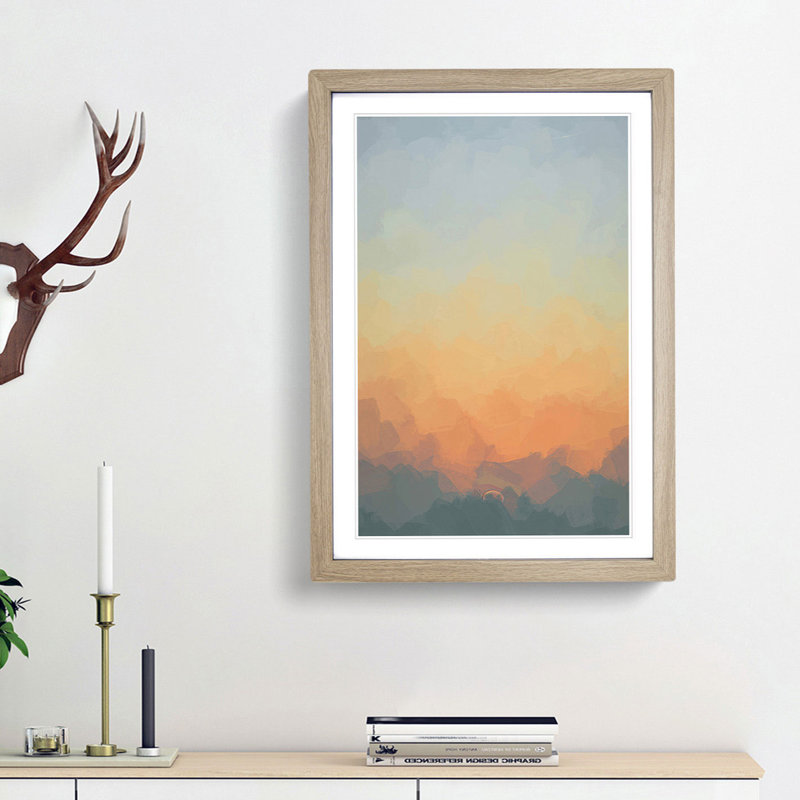 Glorious Sunset - Picture Frame Graphic Art Print, Oak Framed, 65cm H x 48cm W x 2cm D