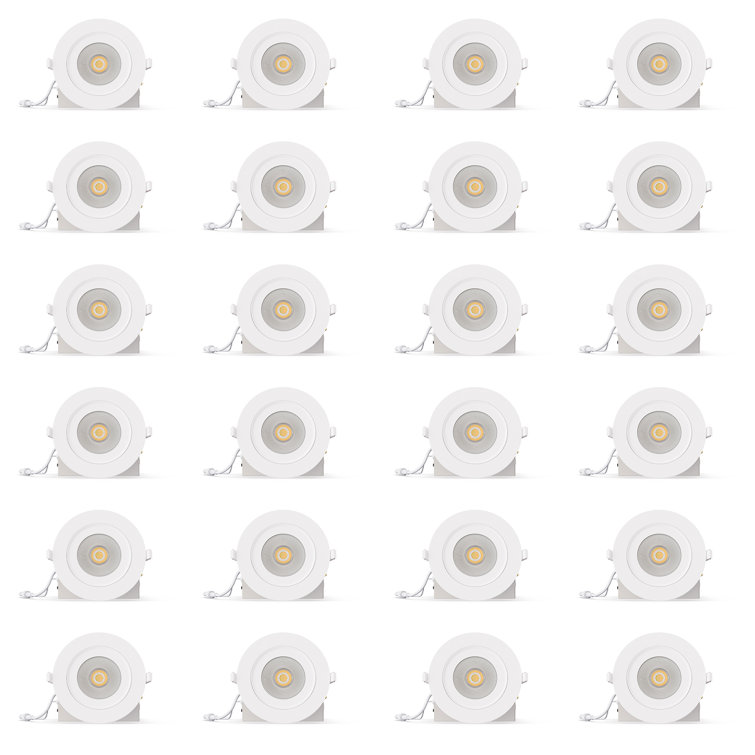 4" 360 Degree Gimbal Recessed LED Downlight (Set of 24), 12W, 5CCT Selectable, Triac Dimmable