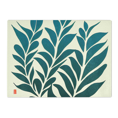Fern Leaf Silhouette  Glass Chopping Board