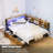 Corner Daybed With Storage, Bookcase Headboard, LED Light & Built-In Charging Station-1612113867-1612113866