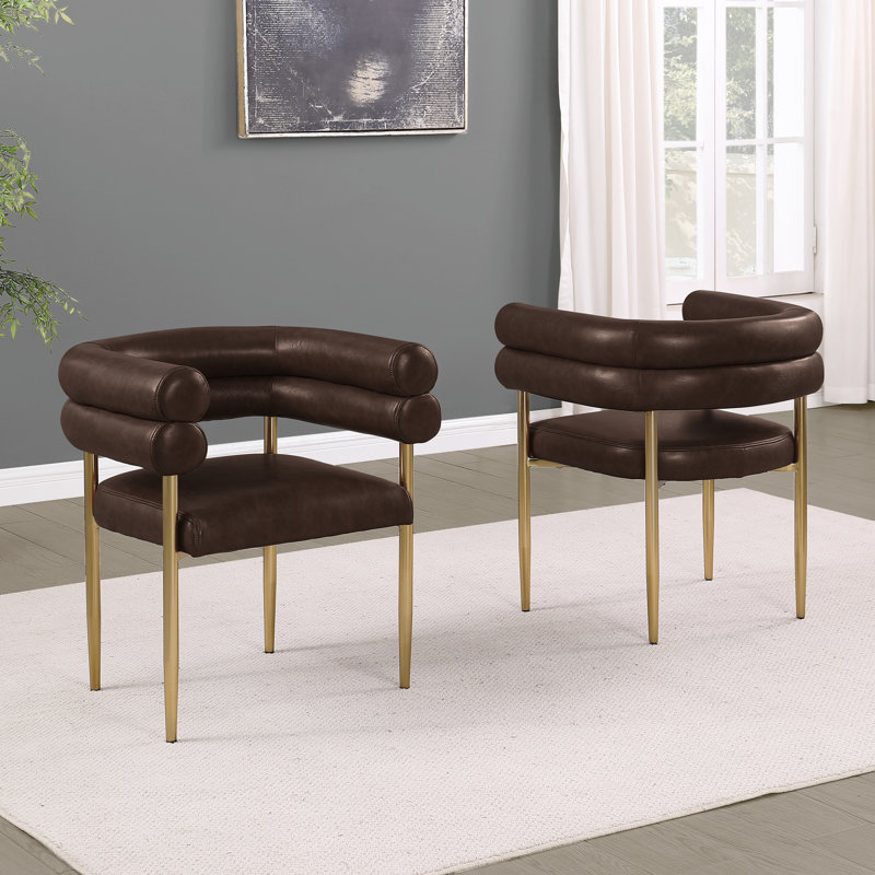 Chaises d'appoint à motif tubulaire Leathaire, Espresso
