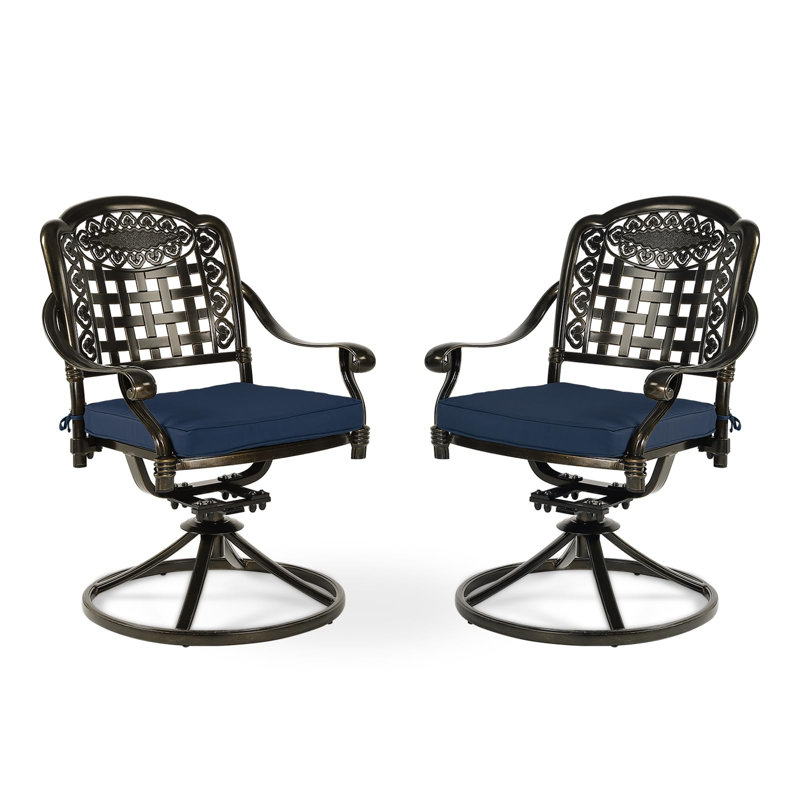 Chaise de patio pivotante avec coussin, Navy Blue
