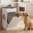 Tilt-Out 10 Gallon Trash Can Cabinet & Laundry Hamper with Drawer,Wave Texture Wood Front