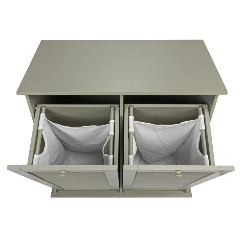 Tilt-out Cabinet Laundry Sorter with Shutter Front, Gray