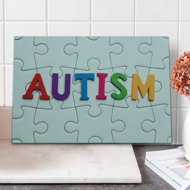 Ambesonne Autism Cutting Board Large Size Completed Game Calligraphy Multicolor