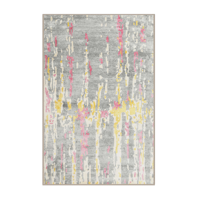 Tapis abstrait beige / gris / rose, Rectangle 2 pi x 4 pi