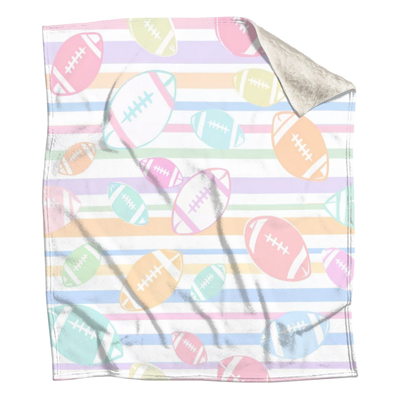 Couvertures rayées de football, L 60 po x H 80 po, Light Pink Light Green