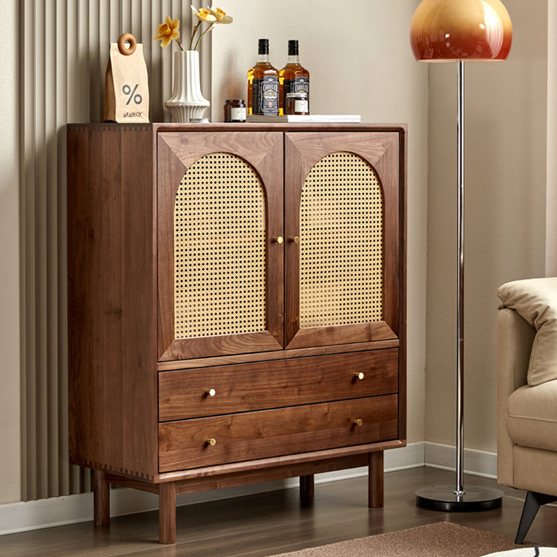 Armoire d'appoint en bois massif noyer noir, H 43,31 po x l 39,37 po x P 15,75 po