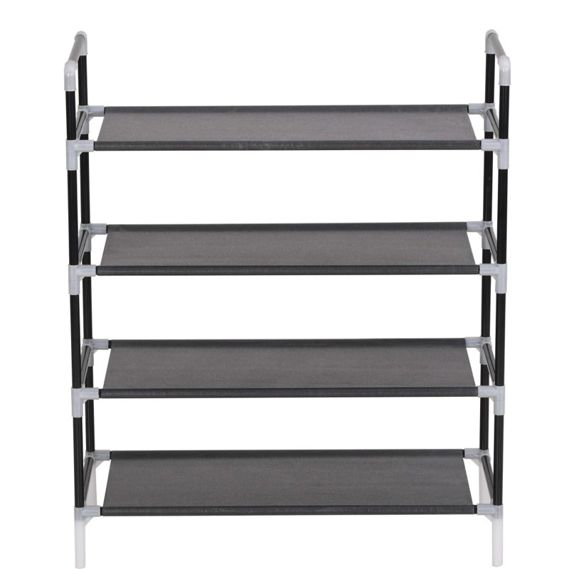 Shoe Rack Black Metal Standard Rectangular Design Entryway Hallway