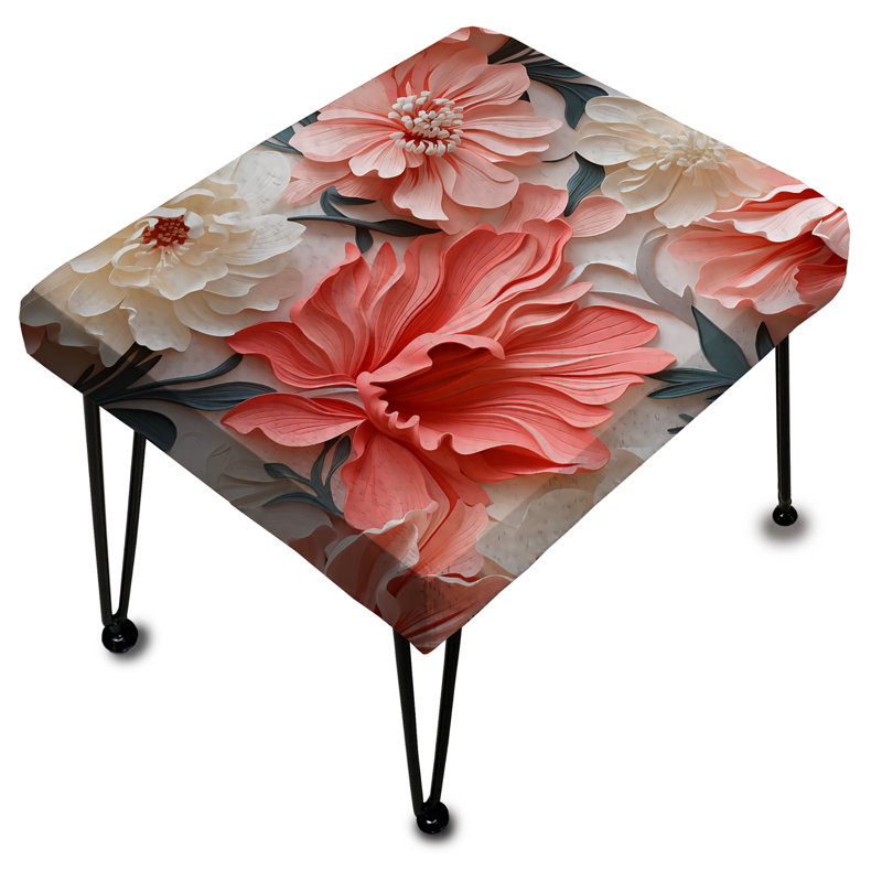 Motif subalterne corail à motif tropical I - Repose-pieds rectangulaire tropical