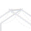 Full size children's bed frame with LED light strips, roof-shaped iron frame bed, White,78.5" L x 55.9" W x 58.4" H.