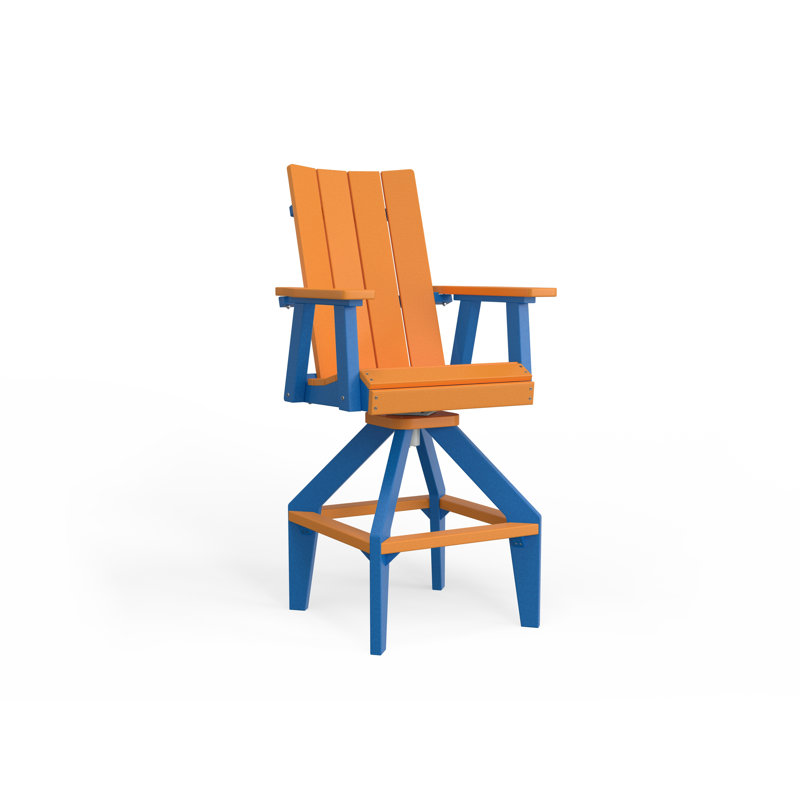 SOL Outdoor Bar Stool, Pacific Blue, White