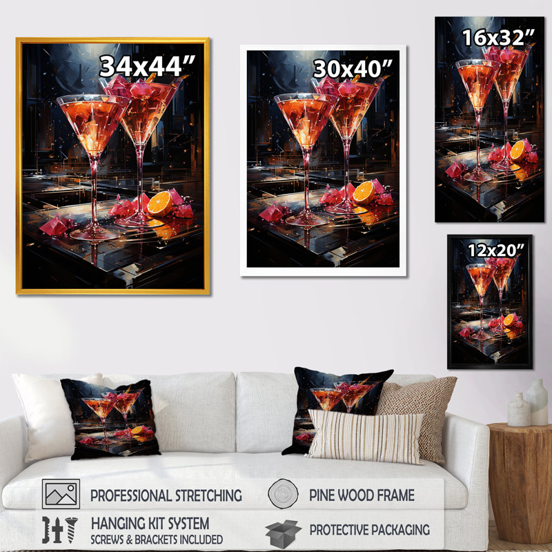 Regal Ruby Cocktail Drinks - Art mural cocktails, H 32 po x l 24 po x P 1 po