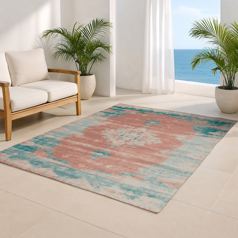 Overdyed Beige Indoor and Outdoor Area Rug, Rectangle 2' x 3'