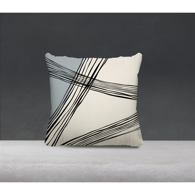 Cassie Abstract Outdoor Reversible Throw Pillow, 15"H x 15"W, Grey/Cream/Black