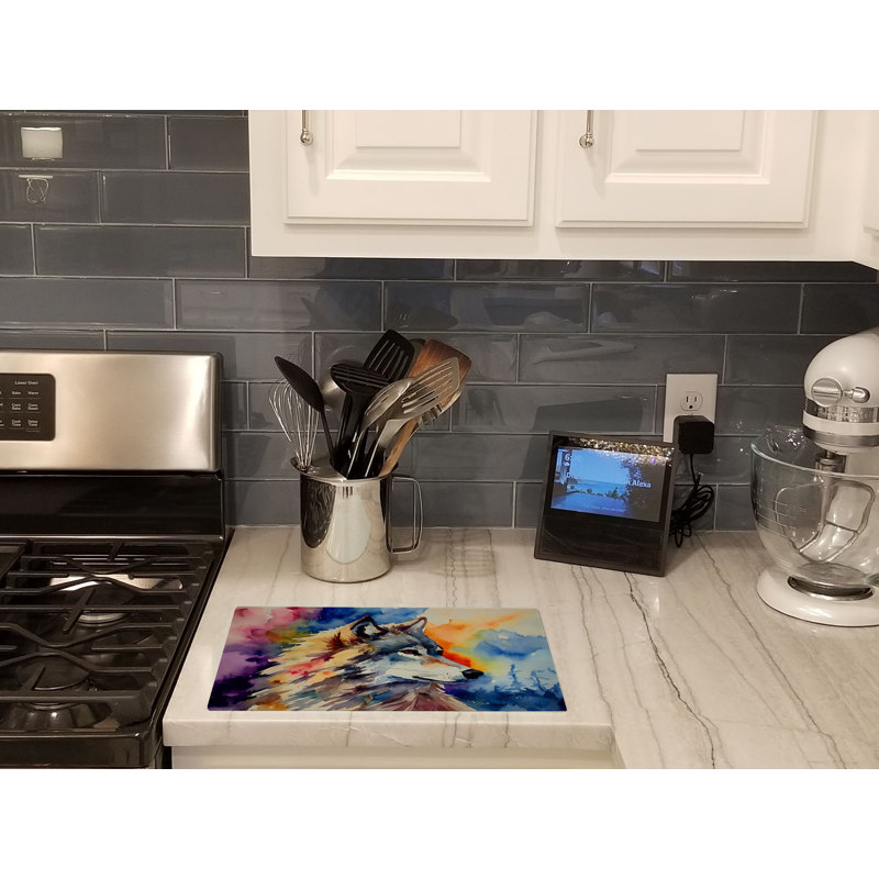 Wolves Wolf  Glass Cutting Board Large