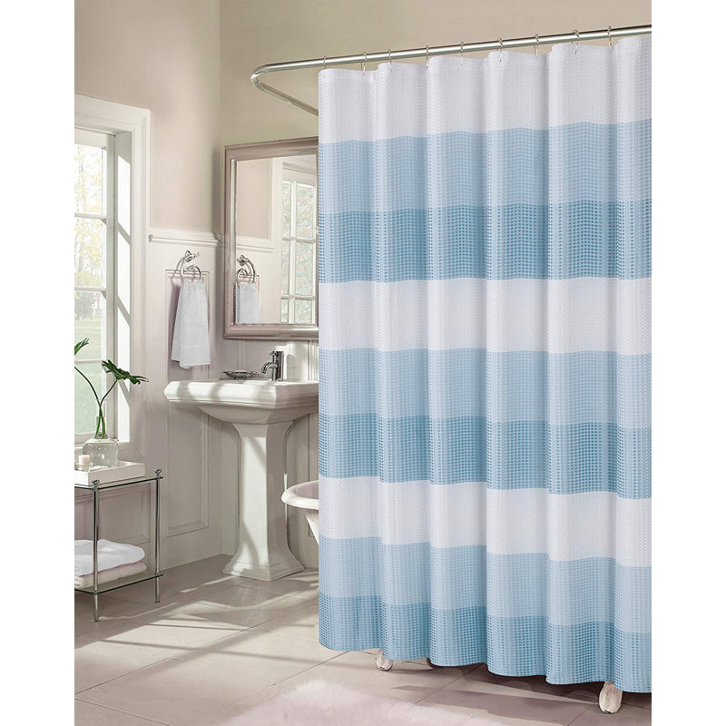 Mauldin Ombre Striped Single Shower Curtain, Aqua