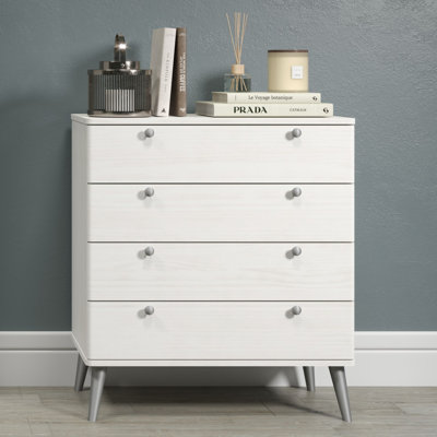 4 Drawer Chest, White Wax Finish