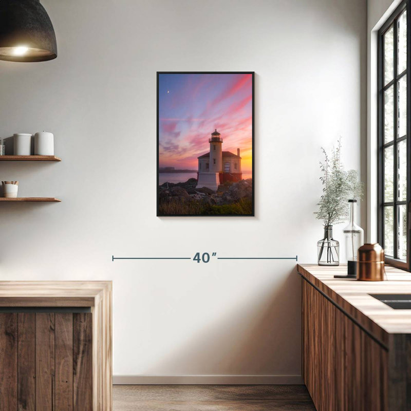Phare de la lune, Cadre flottant noir, 21 po x 31 po