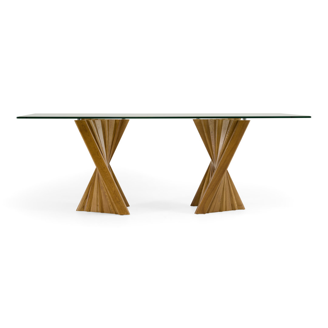 Avanicole Ash Glass Top Dining Table Wade Logan® Table Base 