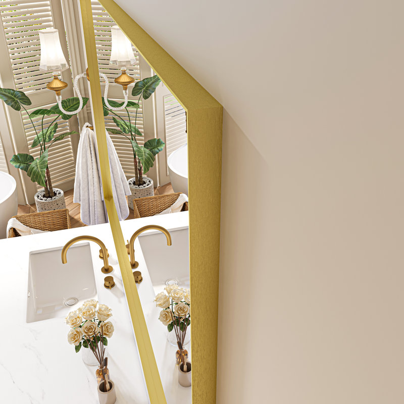 Metal Rectangle Mirror, Gold, 32" x 72"