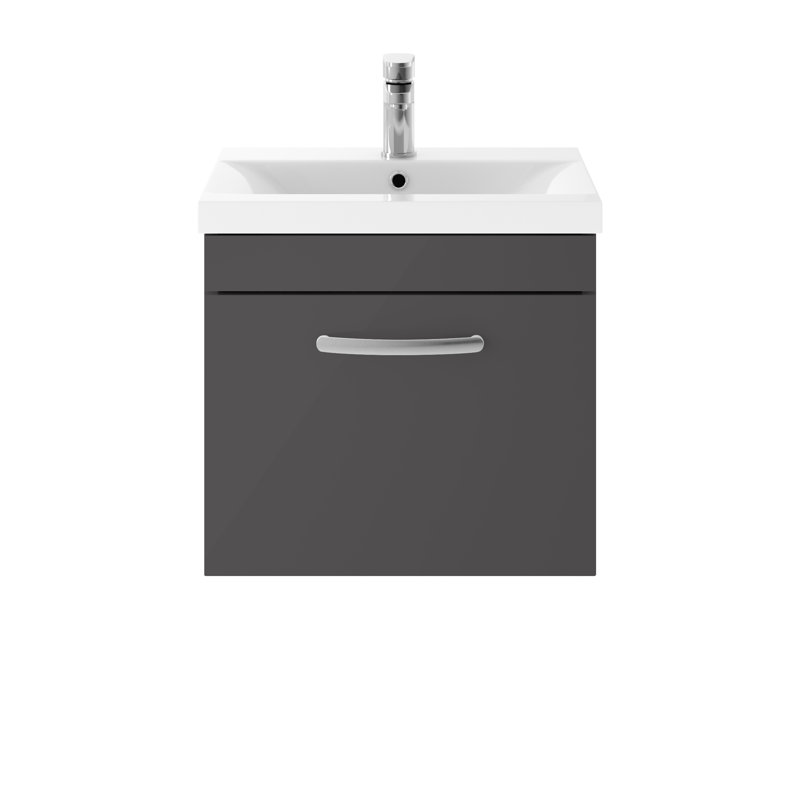 Athena 505 mm Single Vanity with Integrated Basin, Gloss Grey