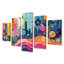 New York dans des tons roses et bleus - ensemble d'art sur toile City New York