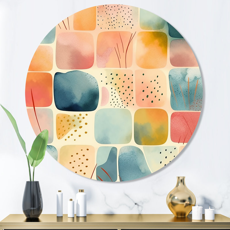 Motif de formes orange amusant III, H 16 po x l 16 po x P 1 po