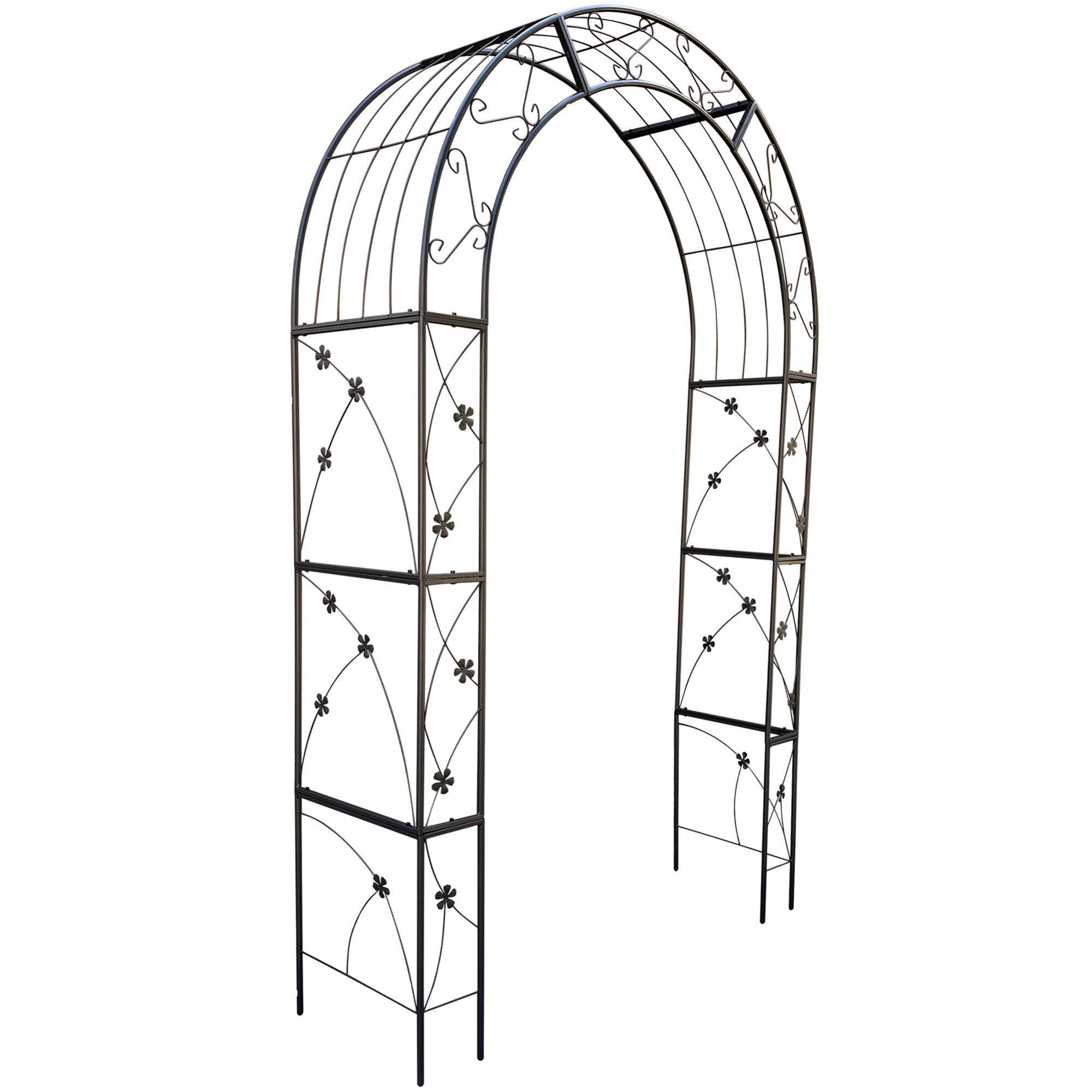 Winston Porter Metal Garden Arch Garden Arbor Trellis Climbing Plants ...
