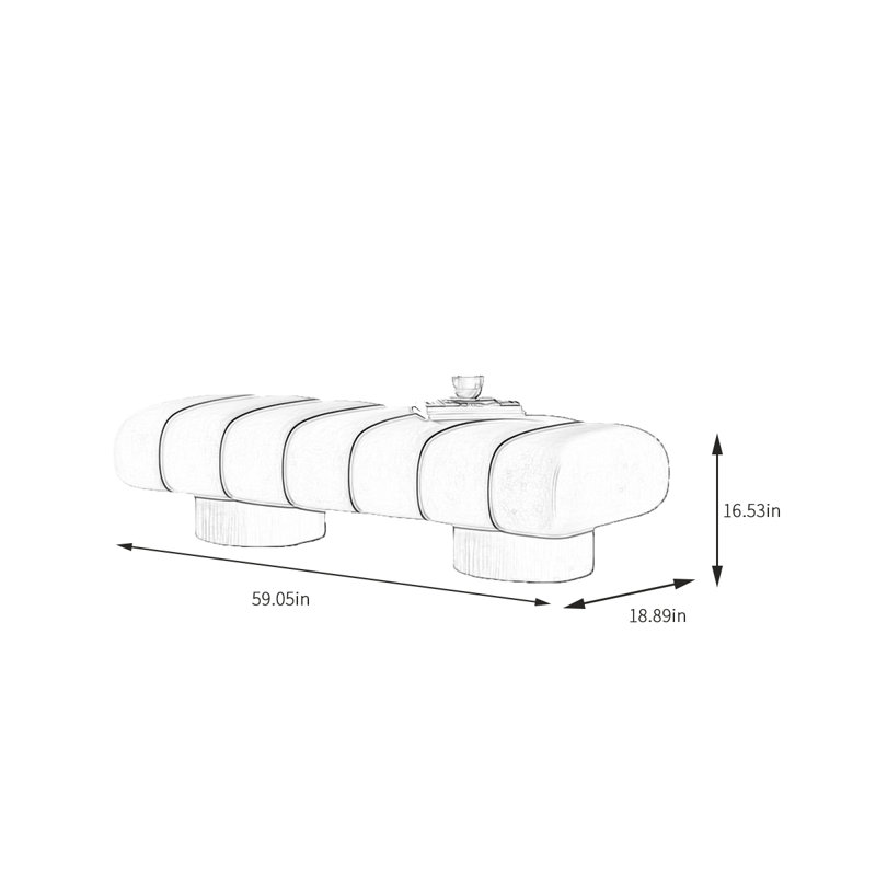 Banc rembourré en tissu Safron, H 16,53 po x l 59,05 po x P 18,89 po