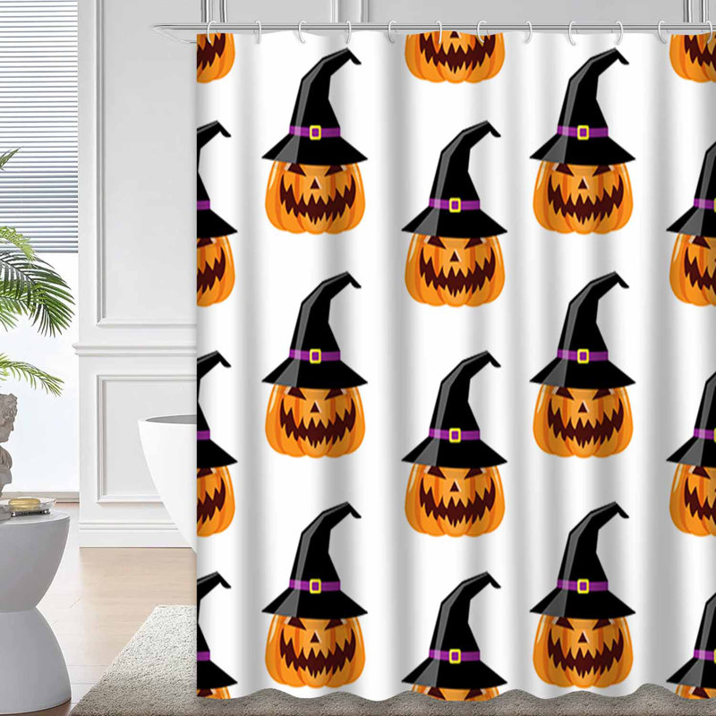 Rideau de douche d'Halloween citrouille d'Halloween avec 12 crochets, L 72 po x l 72 po