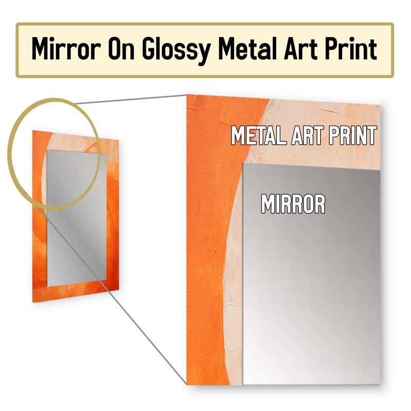 Tangerine Twist Spriral I - miroir spirales abstraites, miroir mural pêche décoratif, impression sur métal, 32 po x 24 po