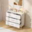Armoire de rangement à 3 tiroirs de style nordique, commode blanche moderne avec poignées en or rose et base en bois massif pour petits espaces