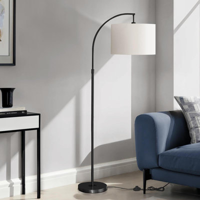 Lighting, 65"H, Floor Lamp, Black Metal, Ivory / Cream Shade, Contemporary