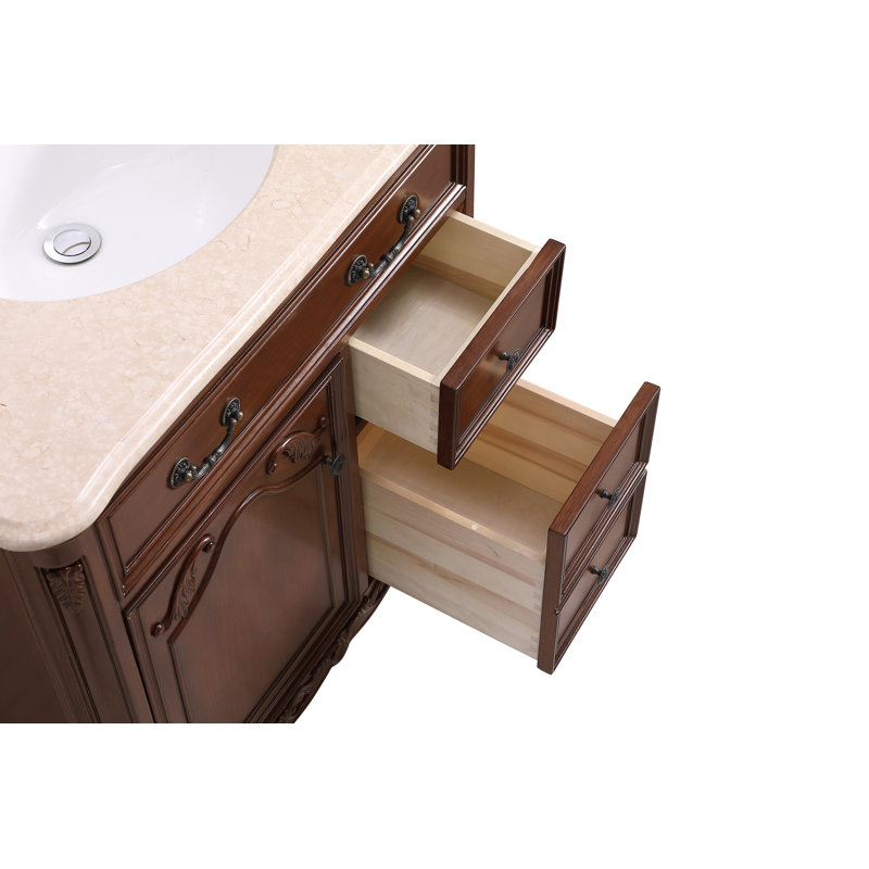 Ensemble de meuble-lavabo simple 36 po Angelique, Teck, Crème, crème