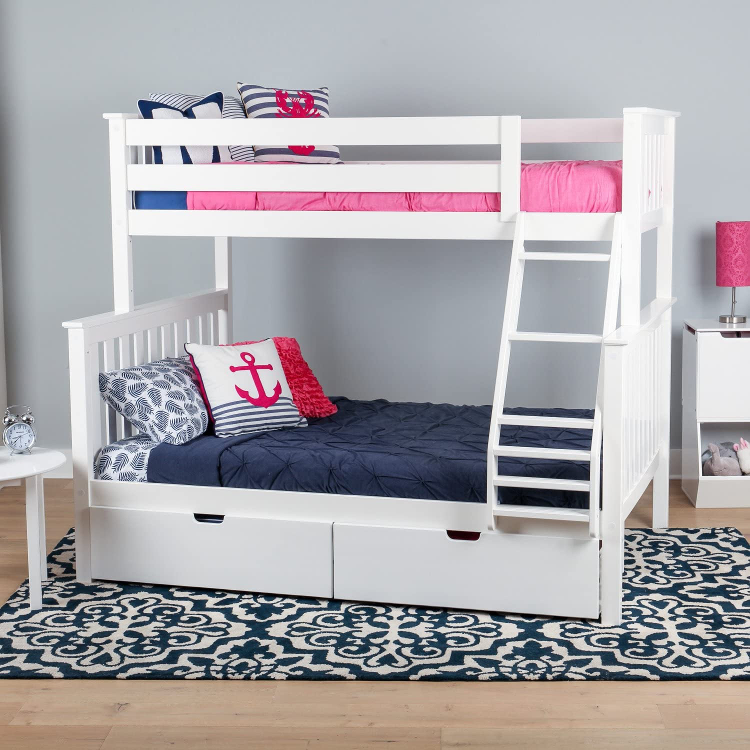 Bolles Bunk Bed with Drawers, Full over Full, White
