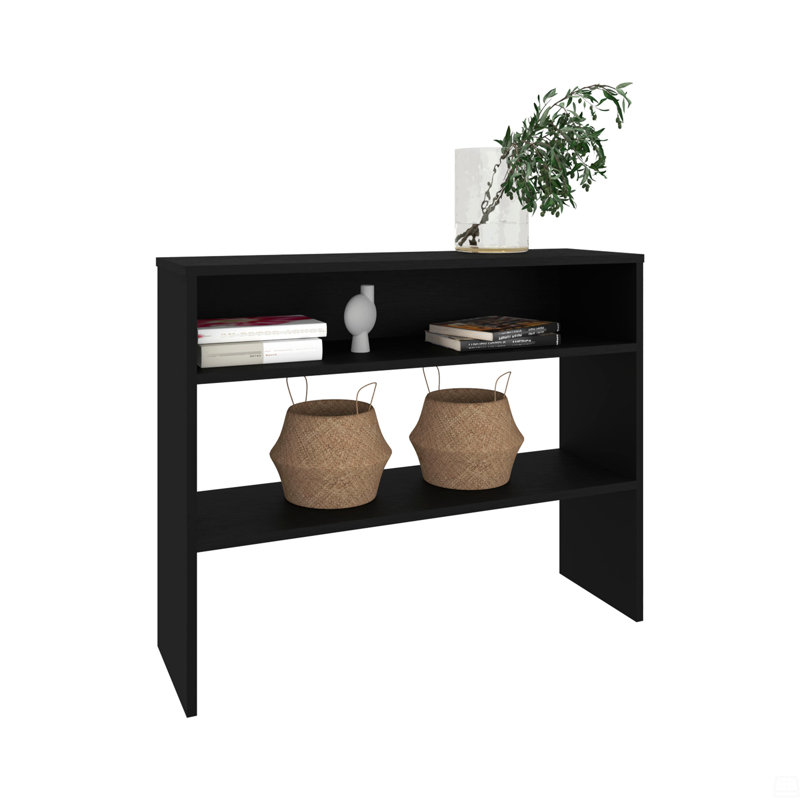 Desk 31.5" H, With 2 Shelves And 2 Legs, Black
