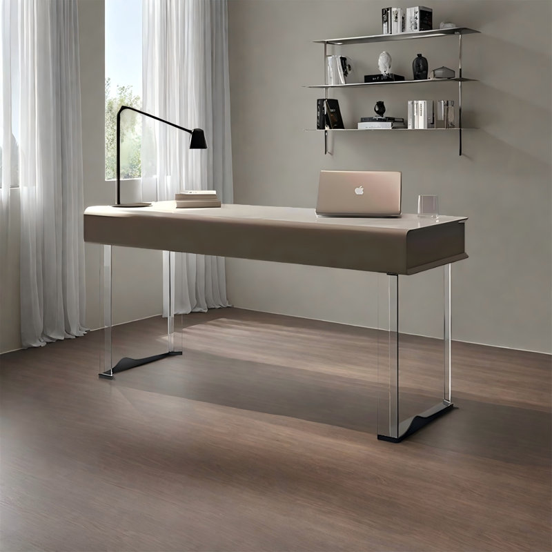 62.99" Rectangular Sintered Stone Writing Desk,2-drawer