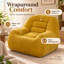 Pouf Avellune en velours côtelé couleur camel | Canapé de sol confortable et moelleux, sans montage, support ergonomique pour le salon, la chambre et le dortoir-431824819