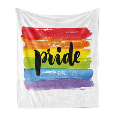 Ambesonne Pride Fleece Throw Blanket Watercolor Art LGBT Multicolor