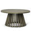 Table basse d'extérieur ronde en bois au design distinctif, To Elements, table de patio grise de 1,1 po d'épaisseur, 16 po, plateau de table